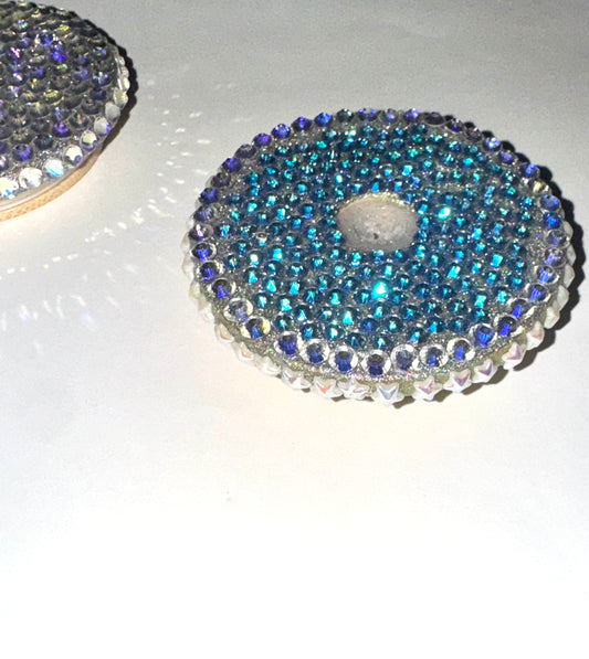 HAND PLACED BEDAZZLED LID (OR DECORATED TO MATCH)