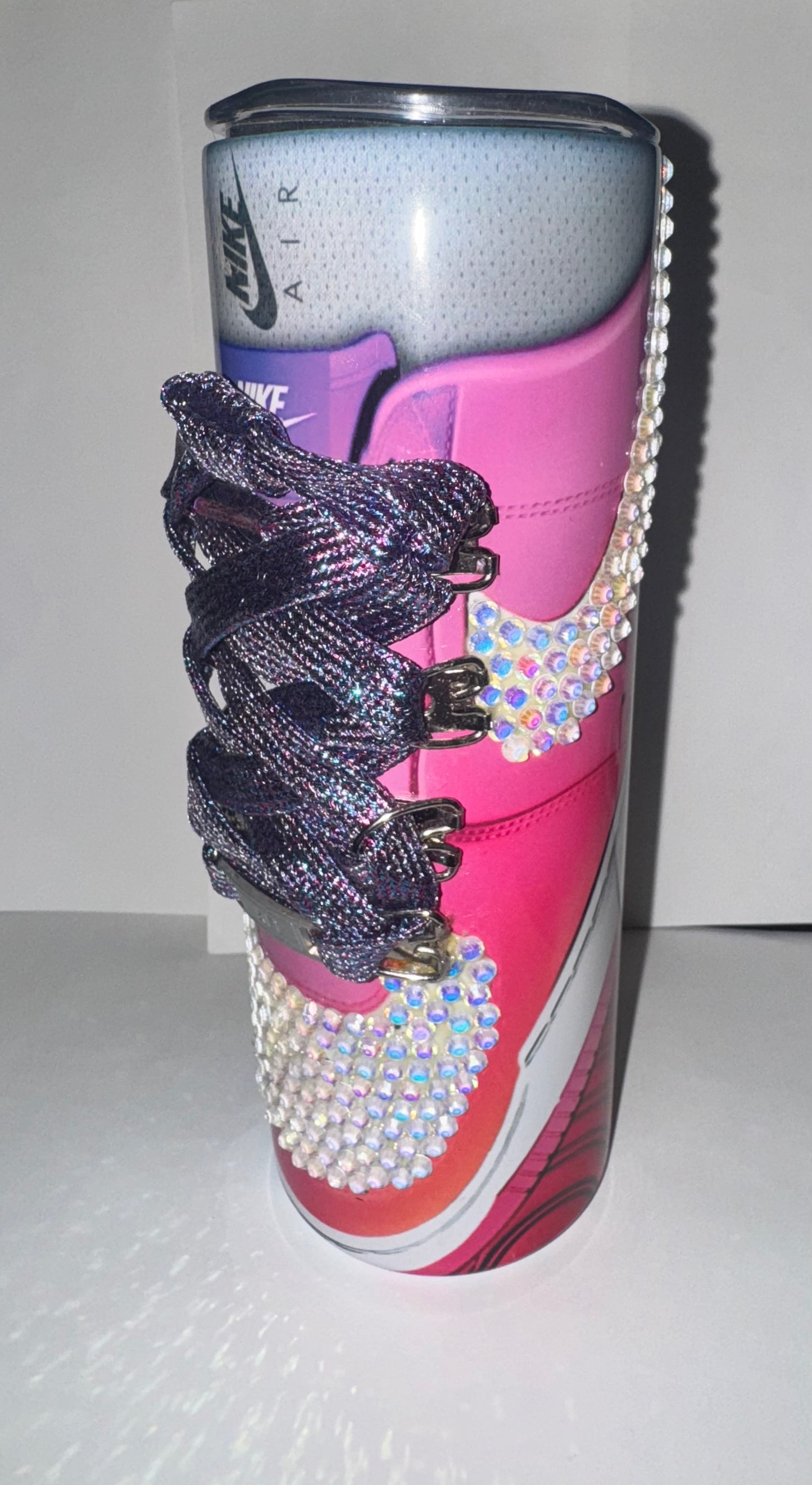 RTS - 20 OZ STAINLESS STEEL SUBLIMATED RAINBOW NIKE AF1 W/ 3D LACES & RHINESTONES (Copy)
