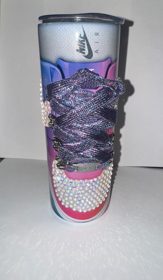 READY TO SHIP 20 OZ STAINLESS STEEL SUBLIMATED AF1 WITH SHOELACES RAINBOW