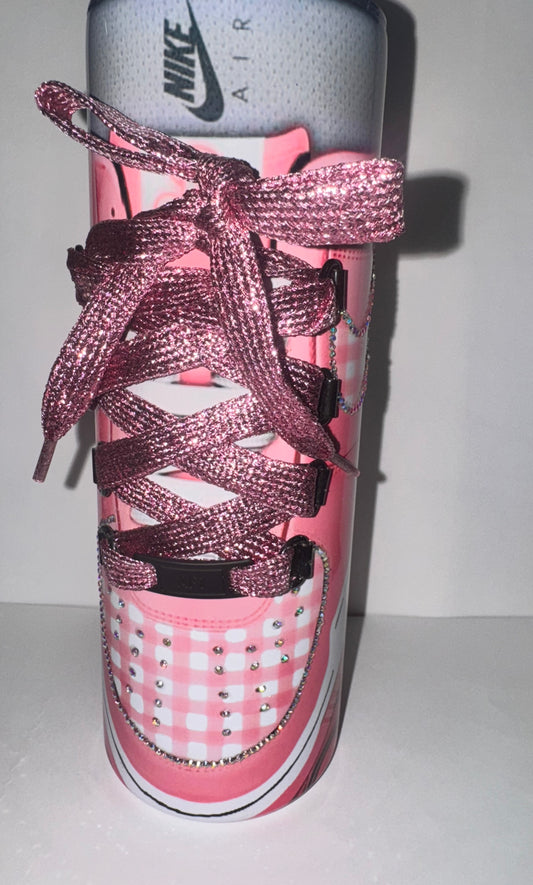 READY TO SHIP 20 OZ STAINLESS STEEL SUBLIMATED AF1 WITH SHOELACES BARBIE