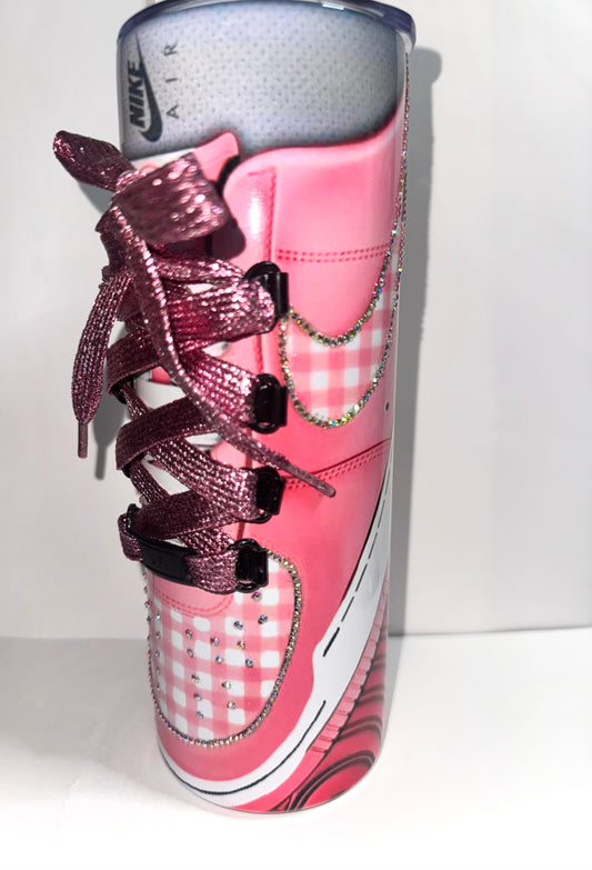 READY TO SHIP 20 OZ STAINLESS STEEL SUBLIMATED AF1 WITH SHOELACES BARBIE