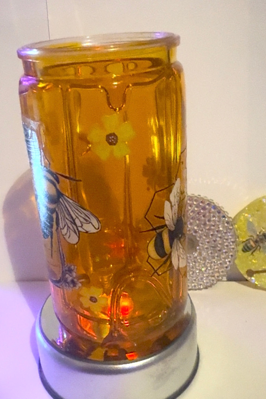 RTS - 16OZ  HONEY DRIP W/GLITTER EPOXY LID