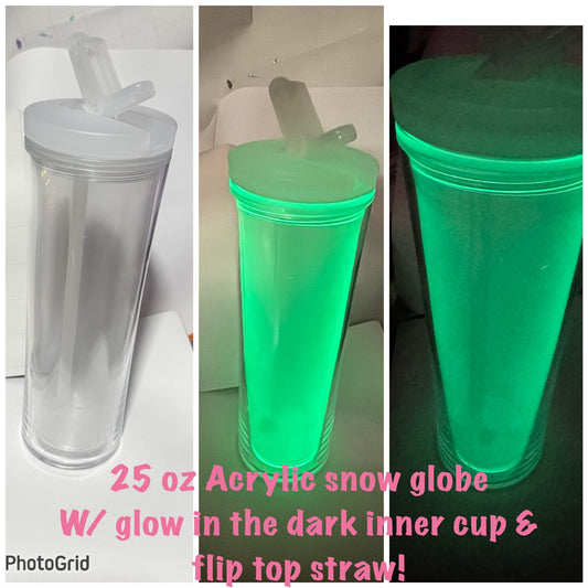 25 oz Acrylic GLOW IN THE DARK SnowGlobe